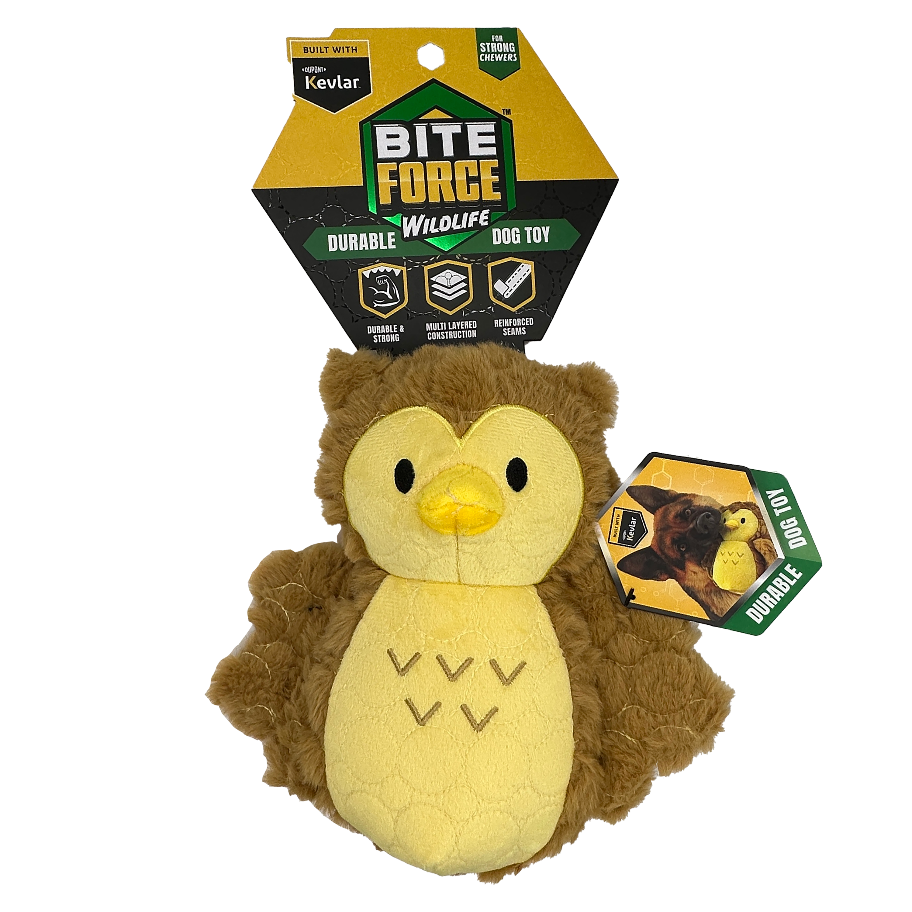 Bite Force Built w. Kevlar Tough Plush Owl Dog Toy