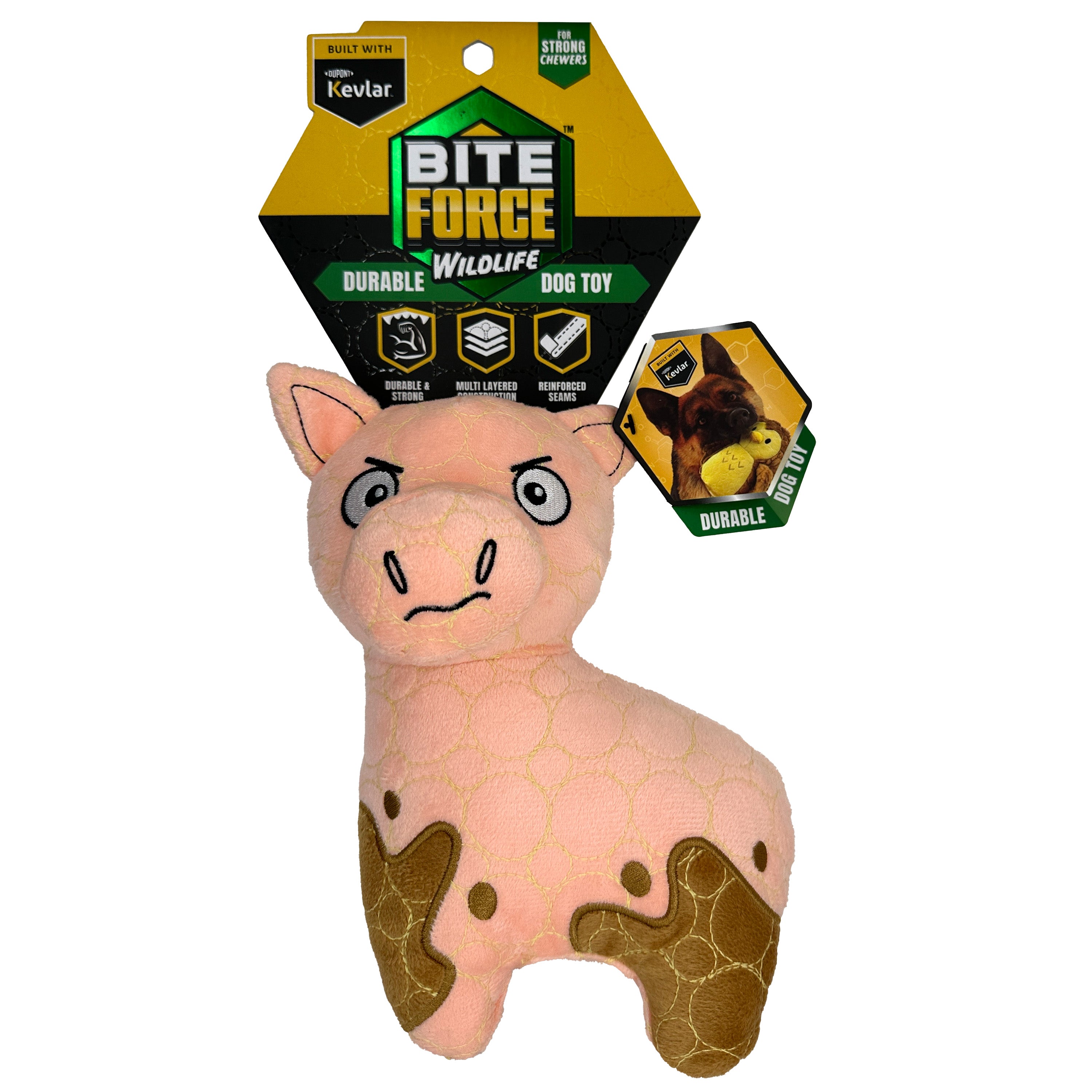 Bite Force Built w. Kevlar Tough Plush Pig Dog Toy