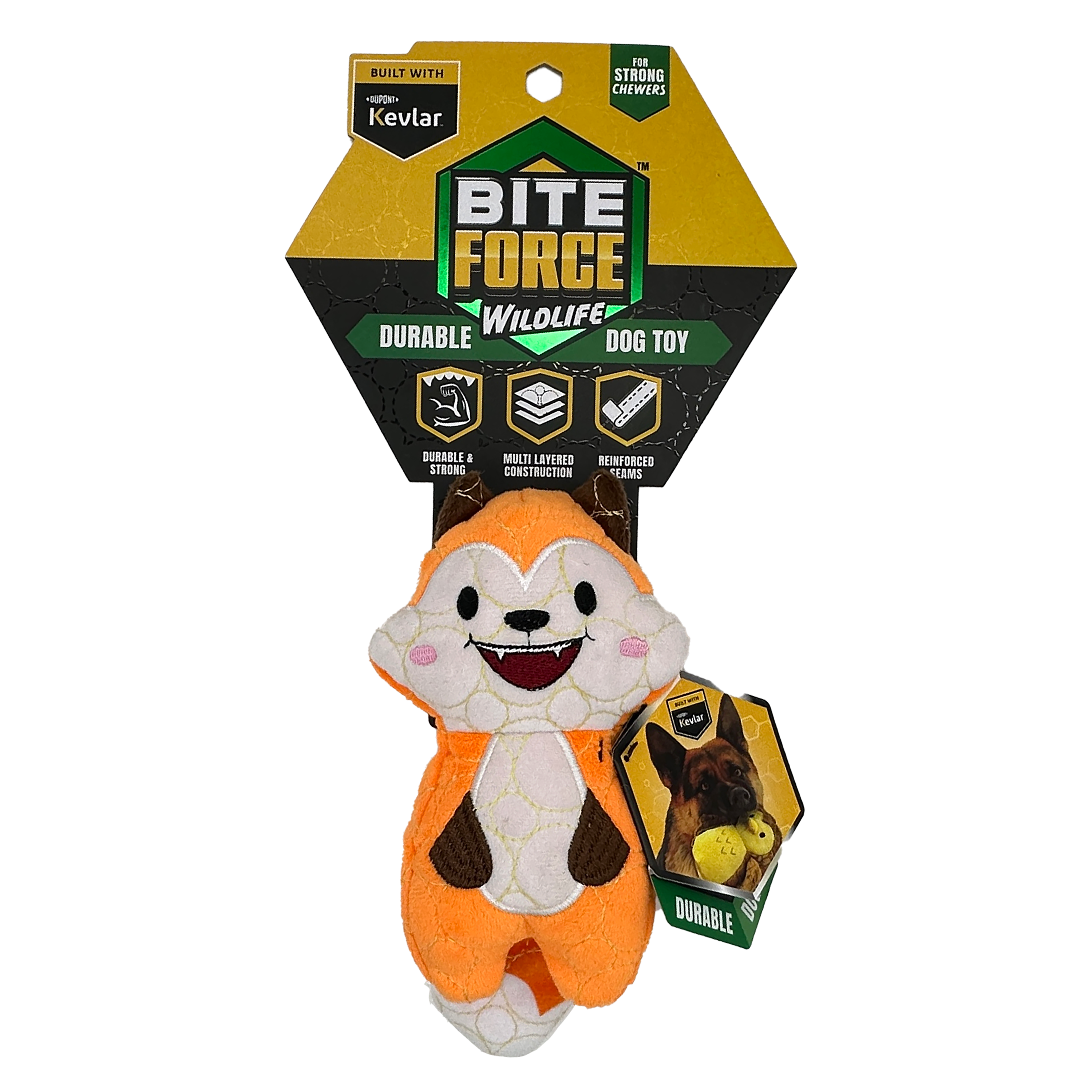 Bite Force Built w. Kevlar Tough Plush Fox Dog Toy