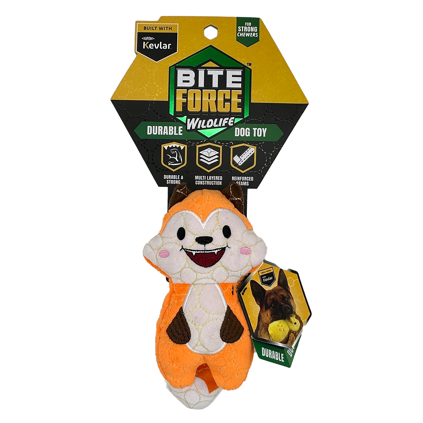 Bite Force Built w. Kevlar Tough Plush Fox Dog Toy