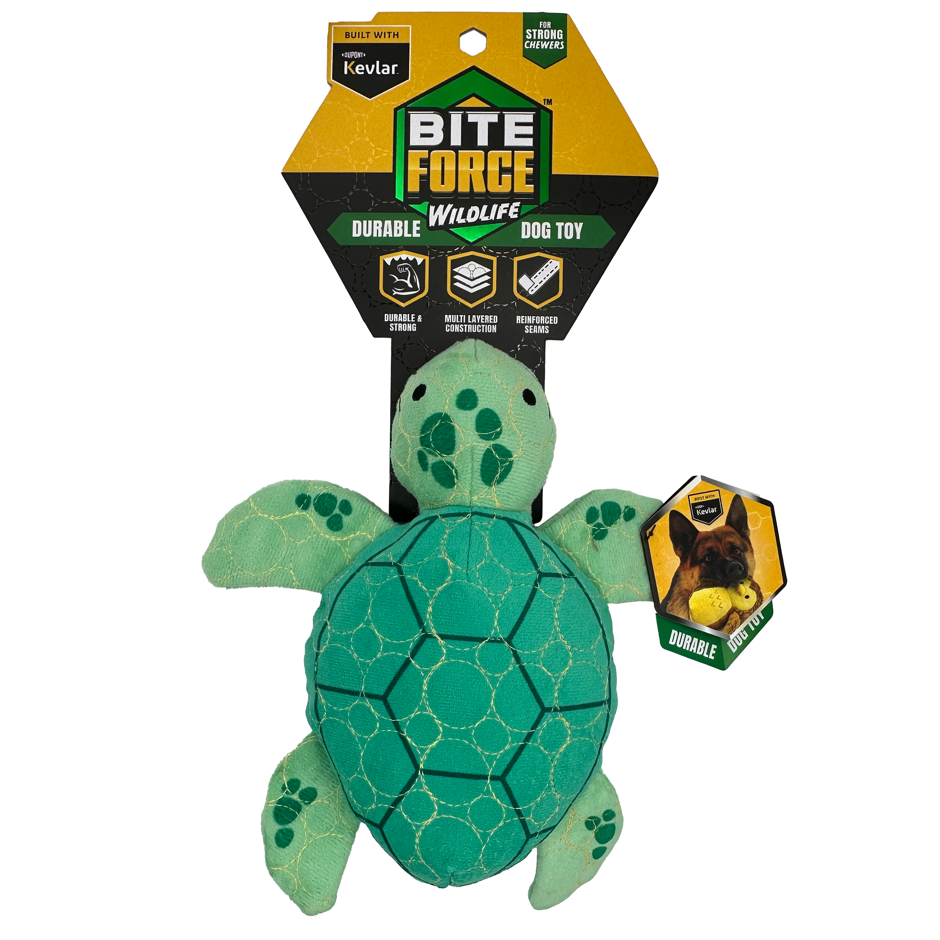 Bite Force Built w. Kevlar Tough Plush Turtle Dog Toy